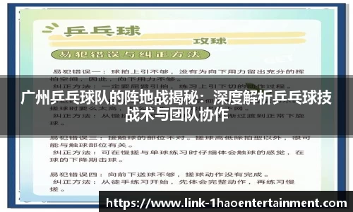 广州乒乓球队的阵地战揭秘：深度解析乒乓球技战术与团队协作